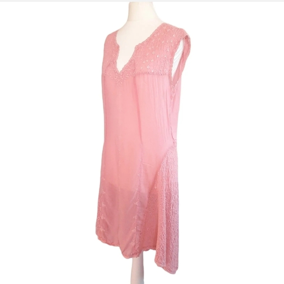 JOHNNY WAS Dusky Pink Dress Small UK 10 Broderie Anglaise Embroidered Sleeveless - Picture 4 of 10